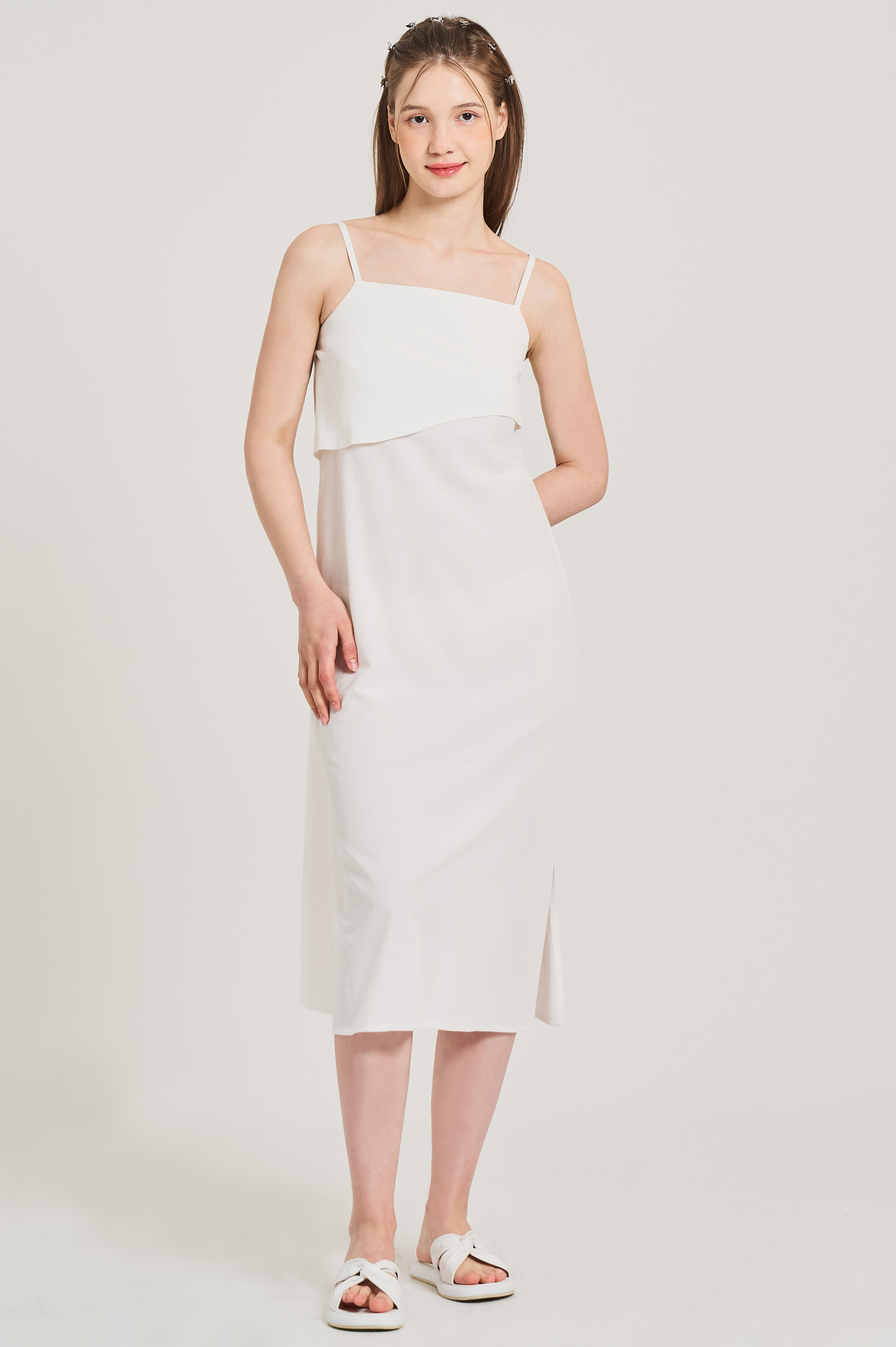 BUCKLE SLEEVELESS DRESS-white, 혜영킴, HYEYEONG KIM designer brand